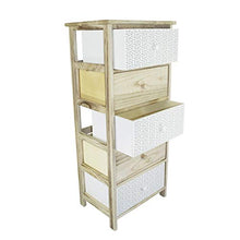 Mediawave Store - Mobiletto Comò in Legno con Fantasia Geometrica Comodino con Cassetti, Mobiletto, Cassettiera, Design rustico, Arredo casa, Soggiorno, Camera, Ufficio (5 Cassetti)