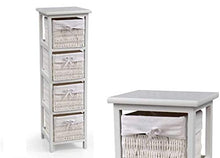 GICOS IMPORT EXPORT SRL Mobile cassettiera Comodino comò in Legno Bianco 4 cassetti Intrecciati 25 * 29 * 82 cm Shabby Chic ZIH-777721