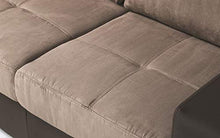 Dafne Italian Design Divano Letto angolare 2 posti con penisola a Sinistra. Similpelle Marrone, Tessuto Fango (cm. 267 x 158 x 88h)