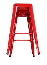 La sedia spagnola tólix Pack di sgabelli Schienale, Acciaio Inox, Rosso, 43 x 43 x 76 cm