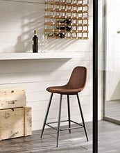 Stones Roxy Set di 2 Sgabelli, finta pelle/ Metallo, Marrone/ Nero, 42x52x93 cm