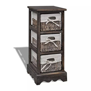 Roderick Irving Struttura in Legno con 3 Cestini Intrecciati Marrone Armadio Camera da Letto Mobile Soggiorno armadietto Ingresso armadietti spogliatoio armadietti Bagno