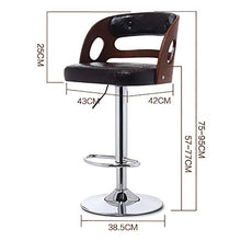 jjff Sgabelli da Bar rustici Vintage Sedia con Schienale in Legno e Sedile in Pelle Sgabello da Colazione Regolabile per bancone da Cucina, Set di 2