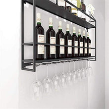 Leifeng Tower Classico Wallmounted Metallo, Ferro, Bottiglia di Vino Rack e Supporto di Vetro, 2 Livelli di Storage mensola della Parete della Decorazione Nera