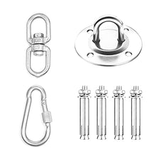 1Set Amaca ganci appesi Kit oscillazione piastra Appendini Heavy Duty in acciaio inox Eye con Snap moschettone Viti per Swing Argento