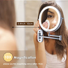 Auxmir Specchio Trucco con Ingrandimento 10X, Specchio Bagno con Luci, Luminosità Regolabile, Specchio Cosmetico per Bagno Hotel Spa, Adatto a  modello X-8CB