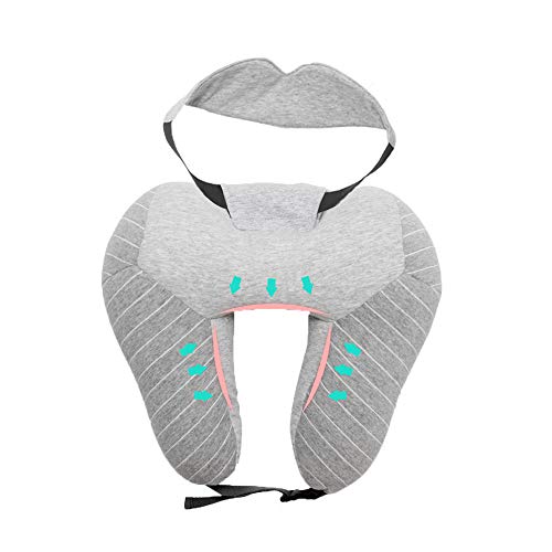 HXY Cuscino per Il Sonno in granello di Schiuma, Che Supporta Comodamente la Testa, Il Collo e Il Mento, Cuscini per aeroplani, Maschera per Gli Occhi Portatile, Adatto per Autobus, Treno o a casa