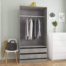 Irfora Armadio, Armadio per Ingresso, con 2 cassetti, in Truciolato 100x50x200 cm Grigio Cemento