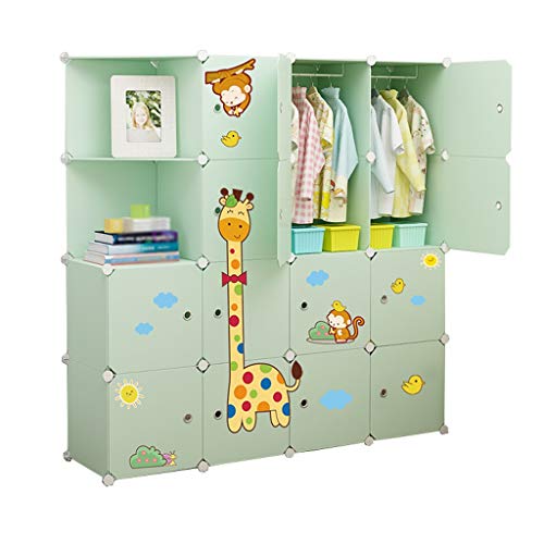 Locker 10-Gitter Armadio 2-Hanging Archivi Rimovibili di Plastica Scaffali 14 Porte Abbigliamento Home Camera Verde 147X47X147CM MUMUJIN