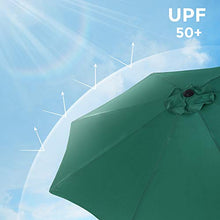 SONGMICS Ombrellone da Giardino Ø 2,7 m, Parasole Ottangolare, Protezione UPF50+, Meccanismo di Inclinazione e Manovella, Giardino Balcone Cortile Piscina, Base Non Inclusa, Verde Scuro GPU027C01