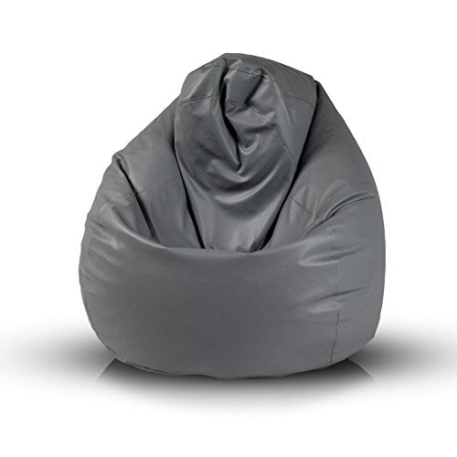 Bepouf Poltrona Sacco Puf Pouf Dimensioni 110x70 Ecopelle Pieno (Grigio, Media)