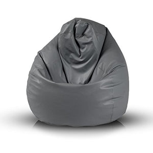 Bepouf Poltrona Sacco Puf Pouf Dimensioni 110x70 Ecopelle Pieno (Grigio, Media)