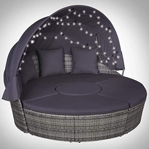 Tidyard Set 13 pz Divani da Esterno Giardino/Divano da Giardino Cuscini e LED in Polyrattan Grigio
