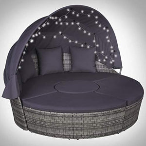 Tidyard Set 13 pz Divani da Esterno Giardino/Divano da Giardino Cuscini e LED in Polyrattan Grigio