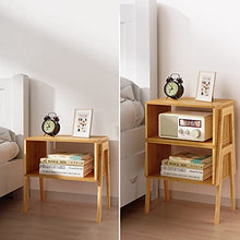 Pipishell comodino, comodino in bambù con 1 vano a giorno, comodino moderno con piedini in legno massello per soggiorno, camera da letto, cameretta, lavanderia, studio, camerette, set di 2