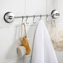 JOMOLA 43,2 CM Cucina Ventosa Portasciugamani con Ganci Scorrevoli Appendiabiti Telo Doccia Bar Organizer 6 Utensili Rimovibili Ganci