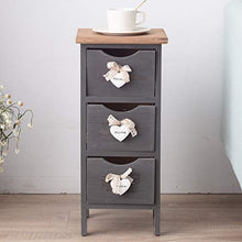 Rebecca Mobili Comodino grigio, cassettiera montata, 3 cassetti, stile shabby, per camera bagno, legno di paulownia - Misure: 56 x 25 x 25 cm (HxLxP) - Art. RE4559