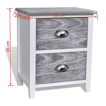 lyrlody, comodino con 2 cassetti, 2 pezzi, comodino, comodino, comodino, tavolino da caffè, grigio e bianco, 38 x 28 x 45 cm