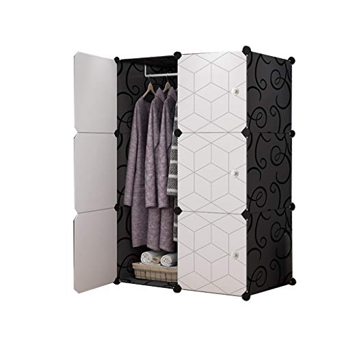 Affitti Posti Letto semplice assemblaggio armadio Tessuto Gabinetto Governo di immagazzinaggio bagagli staccabile imitazione legno plastica panno armadio XINYALAMP ( Color : Black , Size : A )