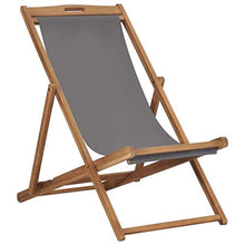 vidaXL Legno Massello di Teak Sedia da Spiaggia Pieghevole Robusta Resistente Sdraio Prendisole Seggiola Giardino Arredi per Esterni Grigia