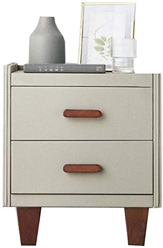Armadietti Comodino Comodino Piedi in Legno massello Pelle Artificiale 2 cassetti Tavolino da Camera da Letto di Grande capacità (Colore: B, Dimensioni: 40X40X47)