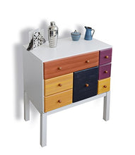 Rebecca Srl Como Cassettiera 7 Cassetti Legno Bianco Multicolore Contemporaneo Camera da Letto Salone (Cod. 1550)