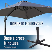 Outsunny Ombrellone da Giardino a Manovella 250x250cm con Rotazione a 360°, Parasole Regolabile su 5 Livelli, Grigio