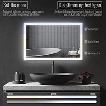 Aquamarin® Specchio Retroilluminato da Bagno - 120 x 60 cm, A++, Controluce Bianca Fredda/Calda/Neutra, a Touch, Antiappanamento - LED Rettangolare, da Parete, con Illuminazione (100 x 60 cm)