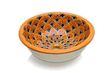 Doria - Lavandino messicano Arancio - Cerames | Lavabo da incasso 43 x 13 cm | Lavandino per bagno, toilette, WC, camera degli ospiti