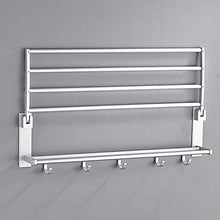 SWNN Bathroom Shelves Poggiapentaloni Gratuito Pieghevole attività Doppio Strato di Spazio Bagno in Alluminio Portasciugamani Bagno Mensola Ciondolo all'Ingrosso