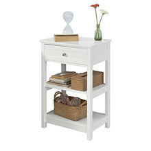 SoBuy® FBT46-W - Comodino da divano, con 1 cassetto e 2 ripiani, colore: Bianco