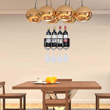 Vencipo Portabottiglie Vino Metallo per 4 Calici Vino Rosso Organizer, Mensole da Muro Design per Cantinetta Vino, Scaffale Metallo Vino Accessori per Sala da Pranzo, Camera da Letto e Cucina.