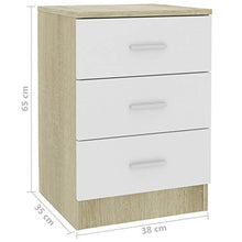 Tidyard Comodino Bianco e Rovere Sonoma 38x35x65 cm in Truciolato