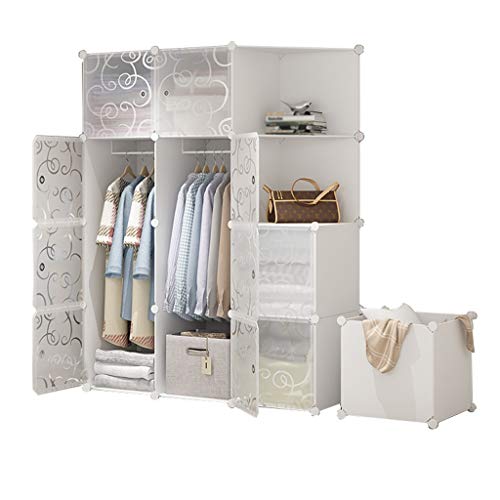 Locker 4-Gitter Armadio Sporchi Abbigliamento Benna 2-Hanging di Plastica 10-Porta Angolo Scaffali Abbigliamento Home Camera Bianco 111X47X147CM MUMUJIN