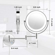 MRJ Specchio Ingranditore da Trucco, Specchio da Bagno, Specchio Cosmetico Illuminato Ingradimento 10X con Luce LED, Cromato in Metallo