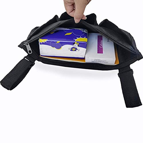 Hemistin Borsa per Sedia A Rotelle, AntiGraffio Oxford Rotelle Sedia Accessori Borse Grande capacità con Strisce Riflettenti, Wheelchair Bag per Qualunque Camminatore Rollator Sedia A Rotelle