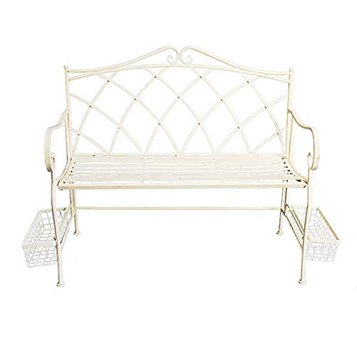 Stool 51.5in panchina Giardino retrò Panca in difficoltà, Panca in Metallo a Due posti con sedute Lounge Patio, Outdoor antiruggine e Resistente alle intemperie Sedia Portico Mobile Ingresso Ponte