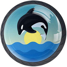 Cartoon Whales Jumping Ocean Wave Pomelli per Porta Set di 4 Pomelli per Mobili Manopole per Cassetti Cucina Armadio Vetro