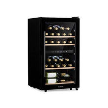 KLARSTEIN Barossa - Cantinetta Vino Doppia Temperatura, Cantina Vino, 2 Zone, Temperatura: 5-18 °C , Porta in Vetro, Display LCD, Illuminazione Interna a LED, Touch, Nero, 34 Bottiglie