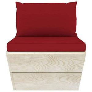 SKM Set Divani da Giardino su Pallet 7 pz con Cuscini Legno Abete (133.9kg) Rosso-3597