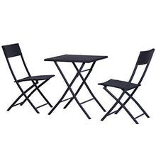 Outsunny Mobili da Giardino in Rattan Set 1 Tavolino e 2 Sedie da Giardino Pieghevoli 3pz Nero