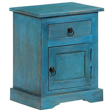 vidaXL Legno Massello di Mango Comodino 40x30x50 cm Blu Armadietto Cassettiera