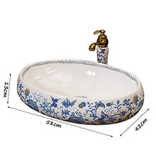 LYM Art Bacino, Ovale lavandino del Bagno Guardaroba Ceramica del controsoffitto del dispersore lavabo Stand (58x42x13cm)