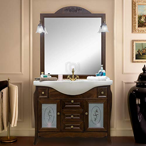 Shop Chic Arredo bagno arte povera, mobile bagno, legno in stile classico noce, lavabo in ceramica 105 cm