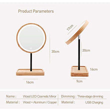 Specchio Trucco con Luce LED, Legno Specchio Cosmetico Illuminato, Makeup Mirror, 3 Regolazione Colore, Girevole 90°