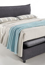 EVERGREENWEB - Letto Matrimoniale con BOX Contenitore + MATERASSO Matrimoniale + Coppia Cuscini Memory INCLUSI + Rete a Doghe in Legno, Elegante Testiera Tessuto Grigio Imbottito SFODERABILE Mod ALEXA