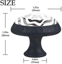 Floreale ottico geometrico dell'onda in bianco e nero Pomelli per Porta Set di 4 Pomelli per Mobili Manopole per Cassetti Cucina Armadio Vetro