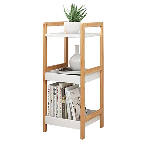 LYM &ripiano di stoccaggio Cucina Scaffale, Supporto Multi-Funzione Fiore Rack Bagagli da Terra Telaio in Legno massello scaffalatura a 3 Strati Scaffale di Finitura