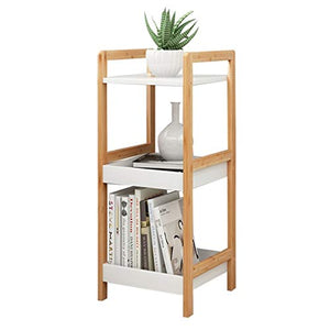 LYM &ripiano di stoccaggio Cucina Scaffale, Supporto Multi-Funzione Fiore Rack Bagagli da Terra Telaio in Legno massello scaffalatura a 3 Strati Scaffale di Finitura