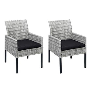 Mendler Set 2X poltrone da Esterno polyrattan HWC-G12 Premium Grigio Cuscini Antracite